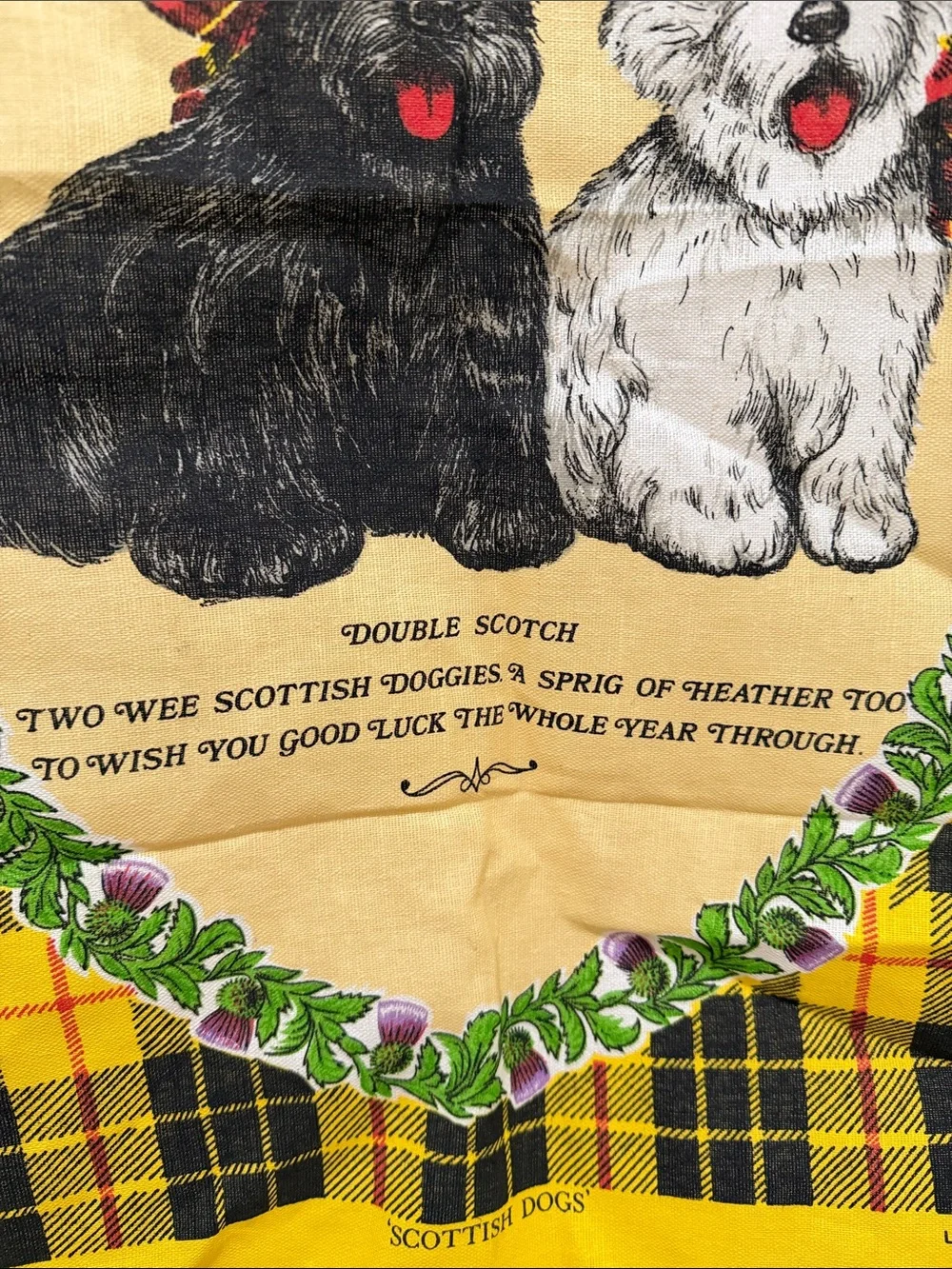 Lamont Linen/Cotton Blend Tea Towel - Scottish Dogs